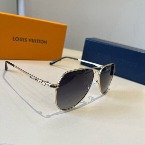 Louis Vuitton Gold Metal Frame Black Sunglasses - Picture 5 of 7